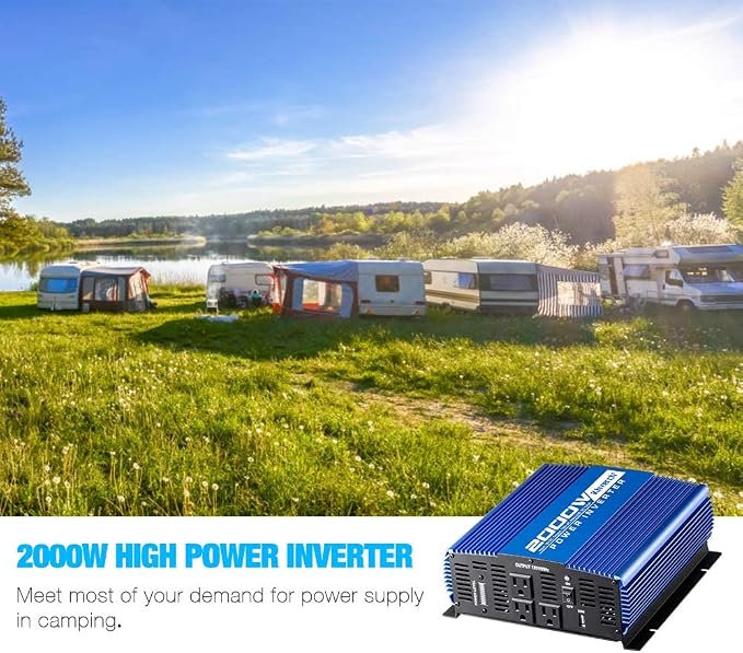 2000W Continuous/ 4000W Peak Power Inverter 3 AC Outlets 12V to 110V Car - Image 7
