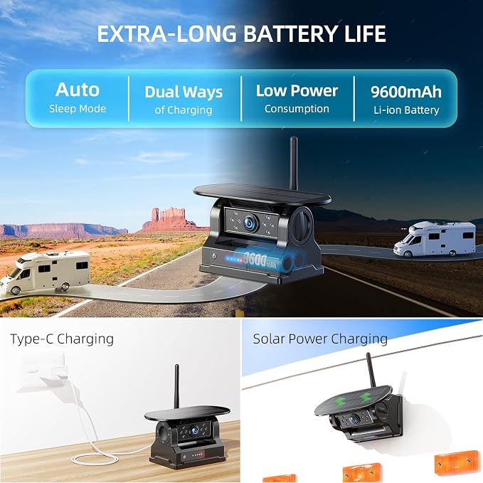 eRapta Magnetic Solar Wireless Backup Camera: HD1080P 5” Touchscreen Portable - Image 6
