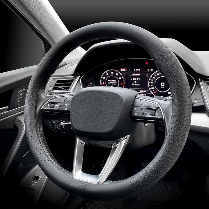 LKWLIKEI Nappa Premium Leather car Steering Wheel Cover, Breathable, Universal - Image 3