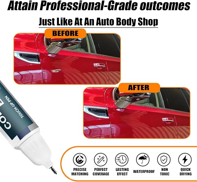 Cardinal Red Touch Up Paint for GMC, Car Paint Pen Scratch Repair Two-In-One - Image 2