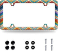Boho License Plate Frame Colorful Stripe License Plate Stainless Steel Funny by GORSNKYE