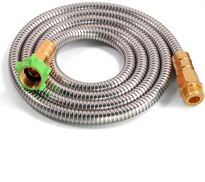 Metal Short Garden Hose 10 Ft 12 Ft, Flexible Stainless Steel Garden Hose 10 by Sunifier