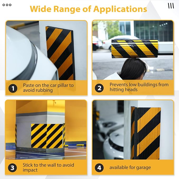 6 Pcs Garage Wall Protector Garage Pole Padding Wall Bumpers Guards Reflective - Image 6