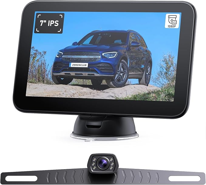 Wired Backup Camera Kit with 7" Monitor, HD 1080P Display by ZEROXCLUB