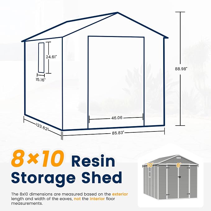 UDPATIO Storage Shed 8 x 10 FT, Resin Outdoor Garden Sheds - Image 2