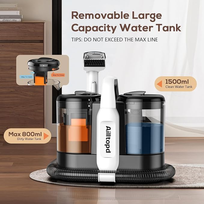 Upholstery Cleaner Machine, Powerful Suction & Portable Spot Remover, Deep - Image 5
