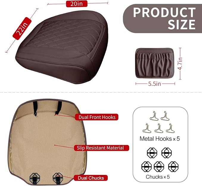 2 Pack Leather Front Car Seat Cover Bottom Car Seat, Anti-Slip and Full Wrap - Image 2