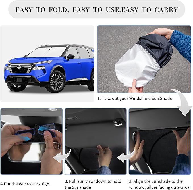 Sun Shade Sunshade for Nissan Rogue Windshield Cover, 4-Layer Front Window - Image 6