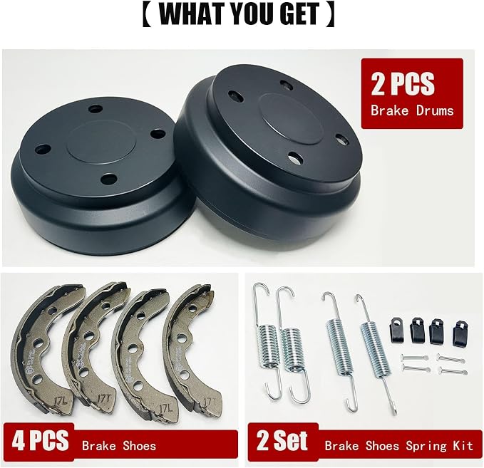 Golf Cart Brake Drums Kit with Brake Shoes & Springs - Image 7