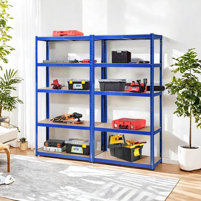 ERGOMASTER 5 Tier Utility Shelves Rack Garage Heavy Duty Steel Metal Shelving - Image 2