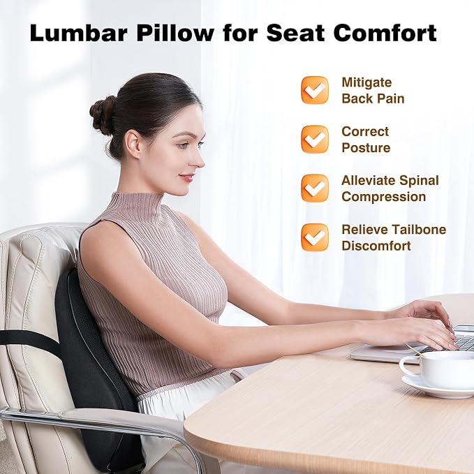 Lumbar Support Pillow for Office Chair, Back Support Pillow for Car, Recliner & - Image 2
