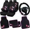 CAR PASS Universal Cloth Butterfly Car Seat Covers Full Set, Embroidered Flower by CARPASS