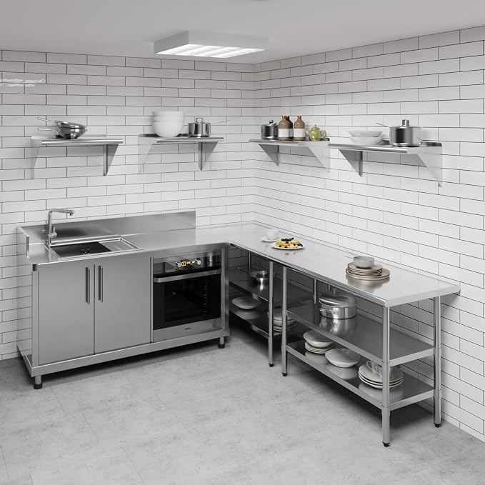AmGood 12" X 30" Stainless Steel Wall Shelf | NSF Certified Metal Shelving - Image 2