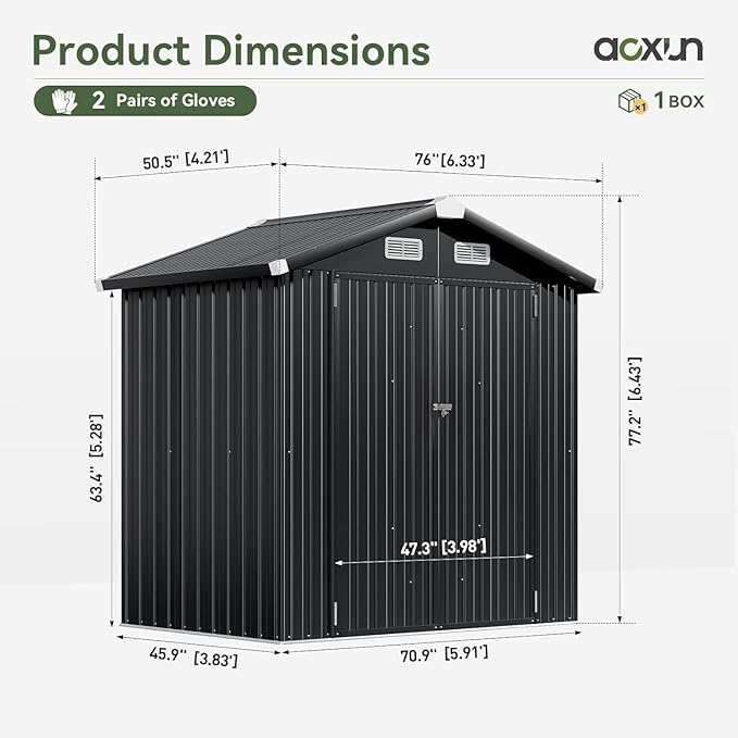 Aoxun 6'x4' Outdoor Storage Shed - Image 6