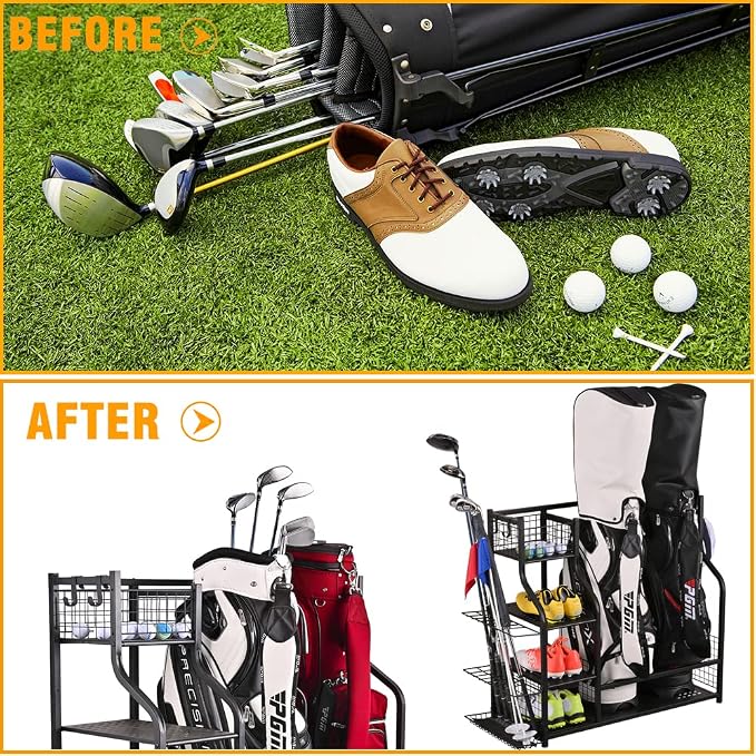 SNAIL Golf Bag Garage Storage Organizer Extra Large Size Golf Bag Rack Stand - Image 6