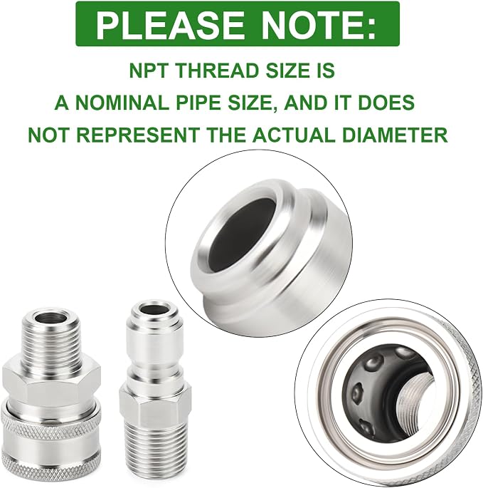 TAISHER 4PCS 304 Stainless Steel Pressure Washer Adapter Kit, Quick Connect - Image 3