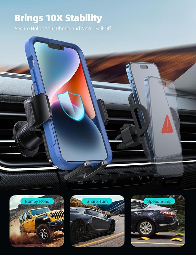 Lamicall 2025 Wider Clamp & Metal Hook Car Phone Holder Vent Phone Holders - Image 4
