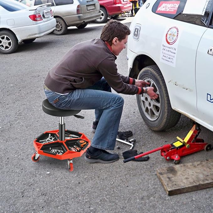 Adjustable Mechanic Rolling Stool, Pneumatic Rolling Stool - Image 2