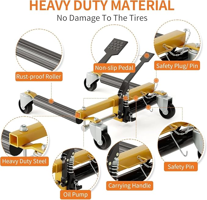 3000LBS Car Wheel Dolly Jack Set of 2, Hydraulic Tire Jack - Image 4