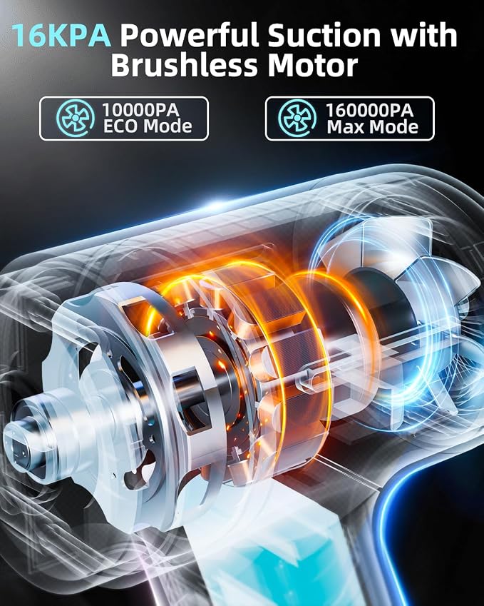 2-in-1 Car Vacuum&Air Duster, 80W/16kpa/12KRPM/30 Mins, High Powerful Dust - Image 2