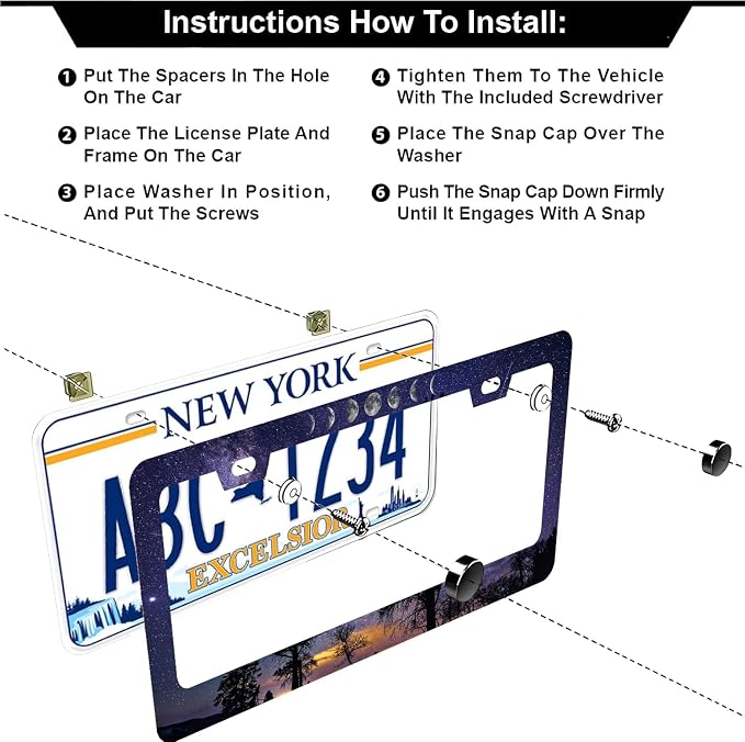 Starry Sky Moon License Plate Frames - Image 3
