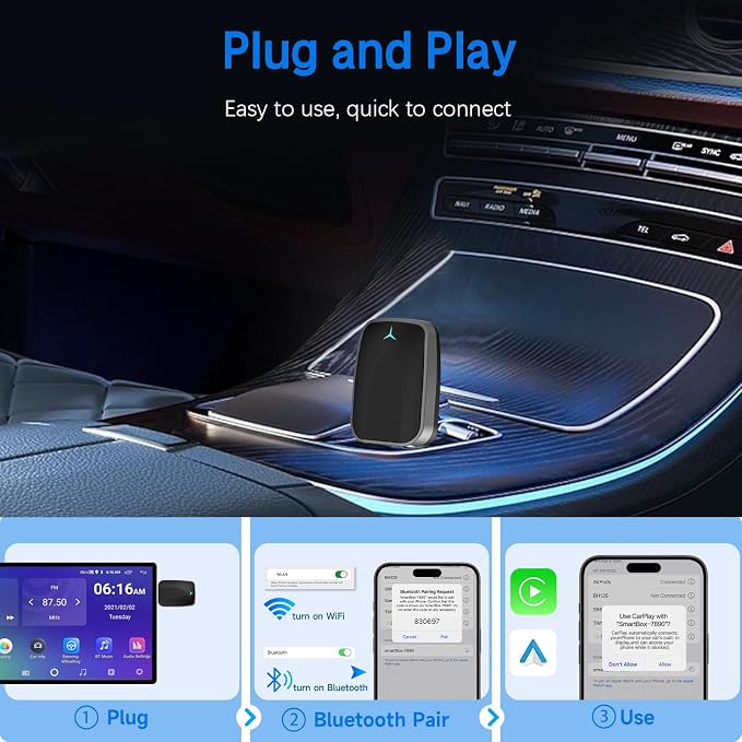 Mini Wireless Carplay Adapter, Convert Wired to Wireless Car Play & Android - Image 4