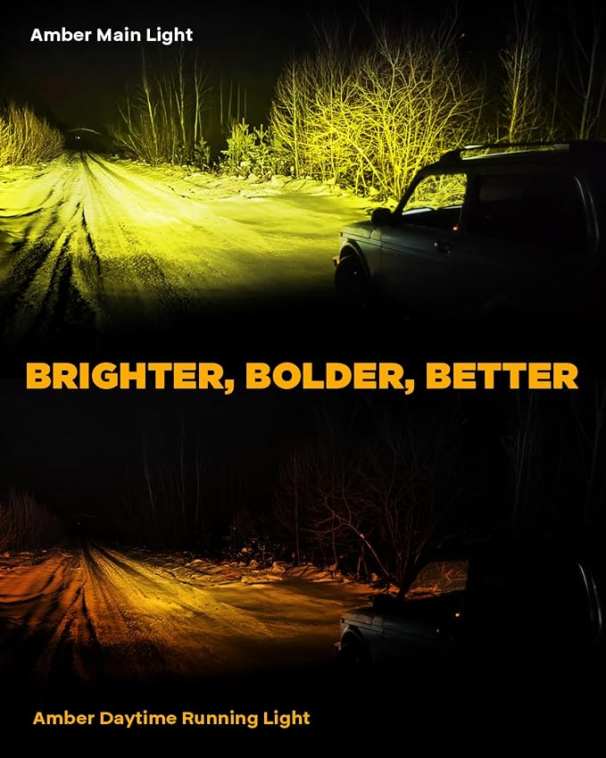 Auxbeam V-Ultra Series 7" 226W Side Shooter LED Offroad Lights, Amber DRL 3 - Image 3