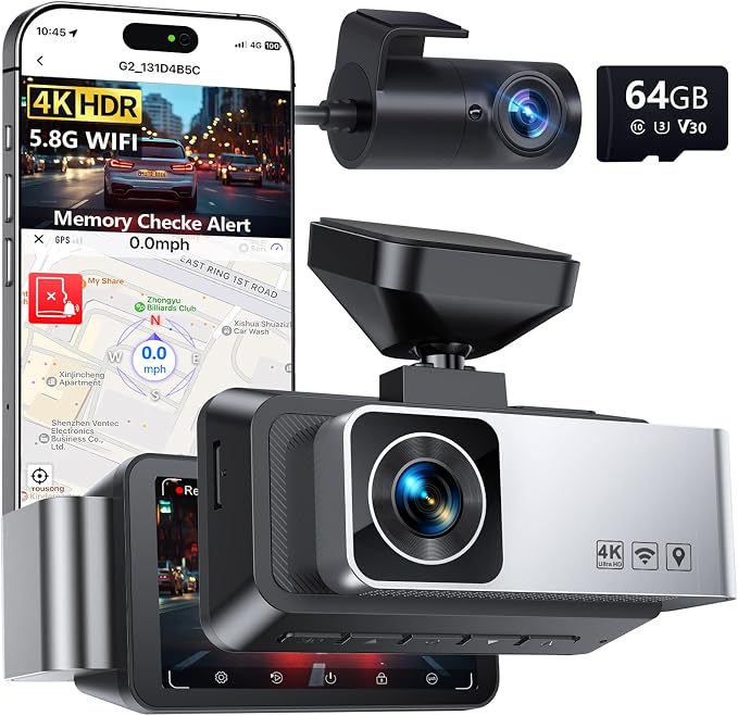 Dash Cam Front and Rear, 4K Full HD Dual Dash Camera by Unknown