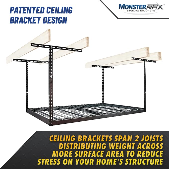 MonsterRax Overhead Garage Storage Racks 4x6, Ceiling Mounted Shelving - Image 2