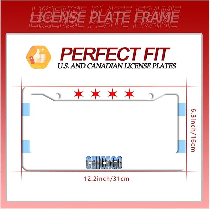 Chicago Flag License Plate Frame City Theme License Plate Stainless Steel Parts - Image 7