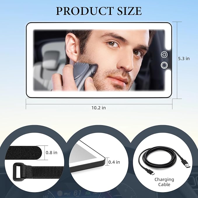 Car Sun Visor Vanity Mirror, Rechargeable Led Makeup Mirror - Image 6