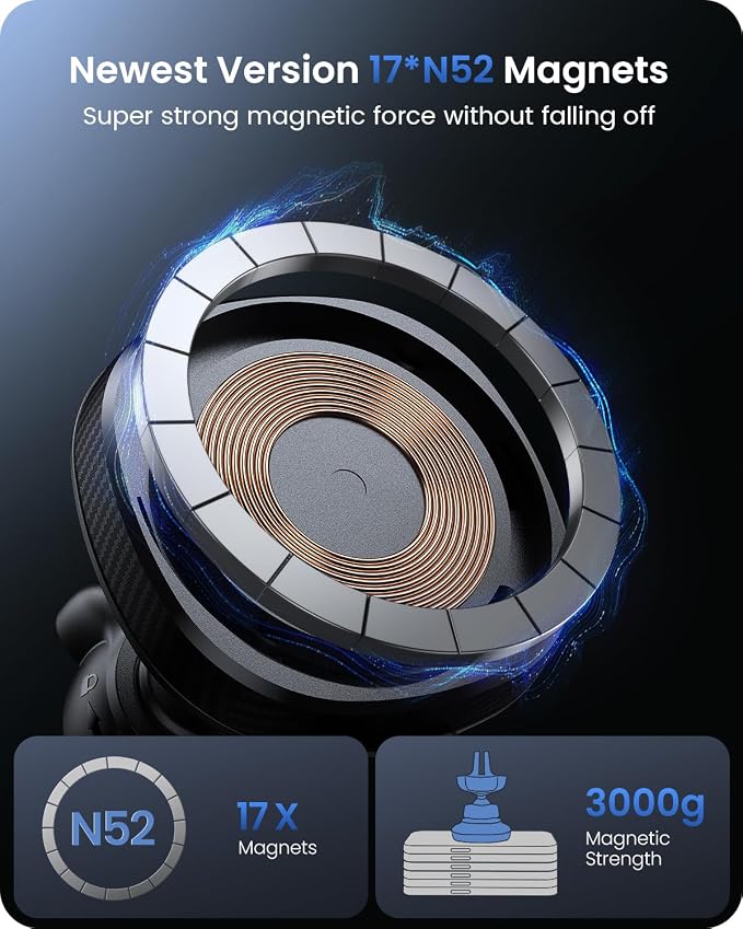 OQTIQ for MagSafe Car Charger, Magnetic Wireless Car Charger Compatible - Image 5
