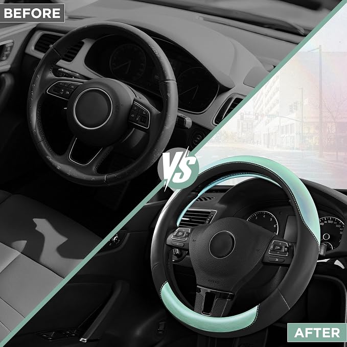 Road Comforts Steering Wheel Cover – Breathable Leather Steering Wheel Cover - Image 3