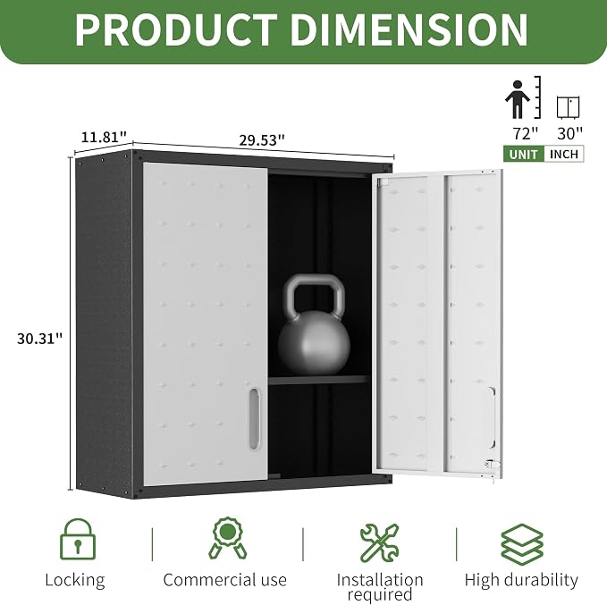 Metal Tool Cabinet, Garage Storage Cabinet System, Wall Cabinet & Locking - Image 4