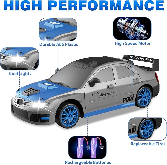 RC Drift Car, 1/24 2.4GHz 4WD Remote Control Car High Speed Drift RC Cars - Image 3