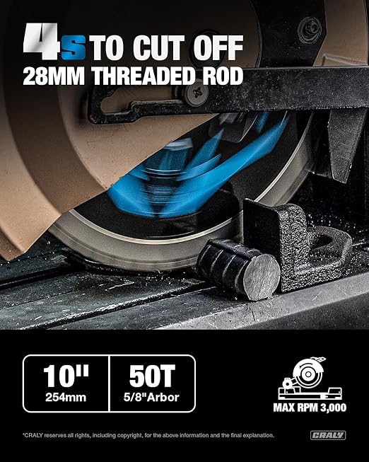 CRALY 10 Inch 50 Teeth Steel and Ferrous Metal Cutting Circular Saw Blade - Image 2