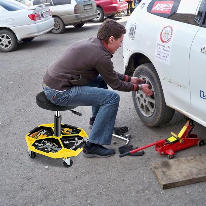 Adjustable Mechanic Rolling Stool, Pneumatic Rolling Stool - Image 2