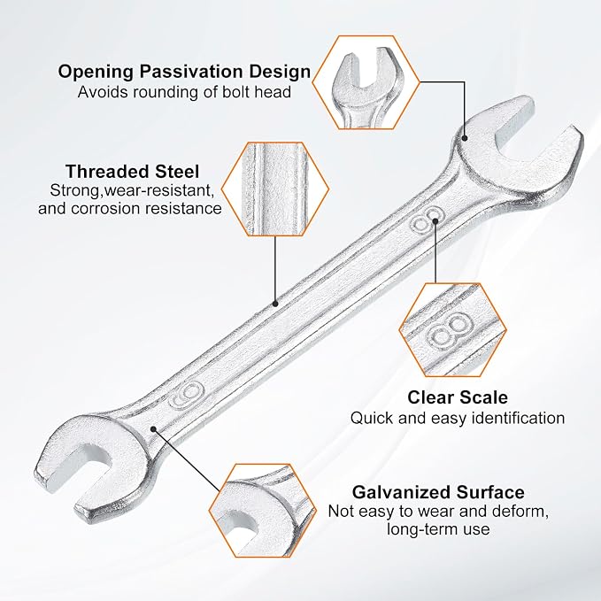 HARFINGTON Double Open End Wrench 6mm x 8mm Metric 15 Degree Offset Angle Small - Image 4