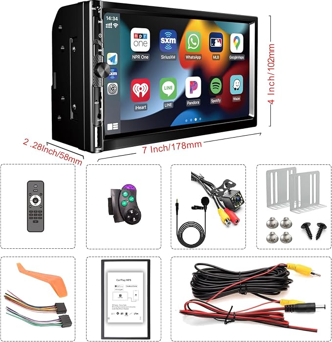 7 Inch Car Stereo with Wireless Apple CarPlay, Double Din Car Radio Androdi Auto - Image 7