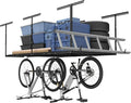 FLEXIMOUNTS 4x8 Overhead Metal Garage Storage Rack w/Hooks Adjustable Ceiling by FLEXIMOUNTS