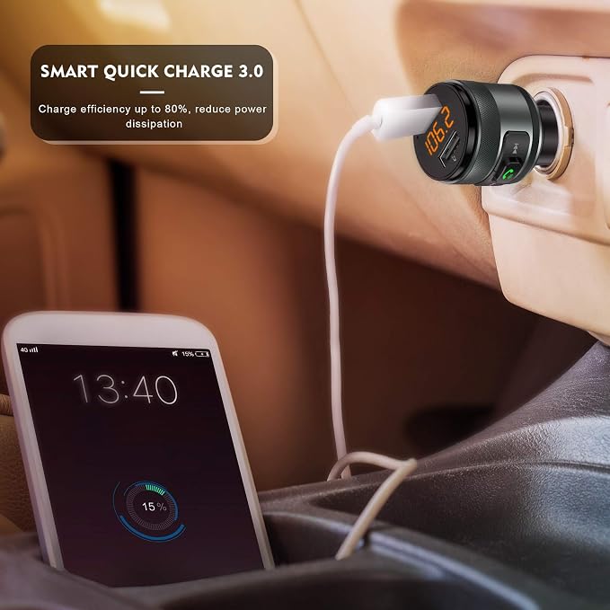 Bluetooth 5.3 FM Transmitter for Car, 3.0 Wireless Bluetooth FM Radio Adapter - Image 2