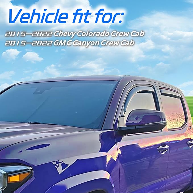 in Channel Rain Guards for 2015-2022 Chevy Colorado/GMC Canyon Crew Cab - Image 3