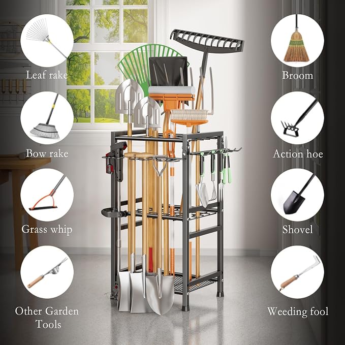 Garden Tool Organizer Storage Metal Yard Tool Organizer Heavy Duty Garden Tool - Image 4