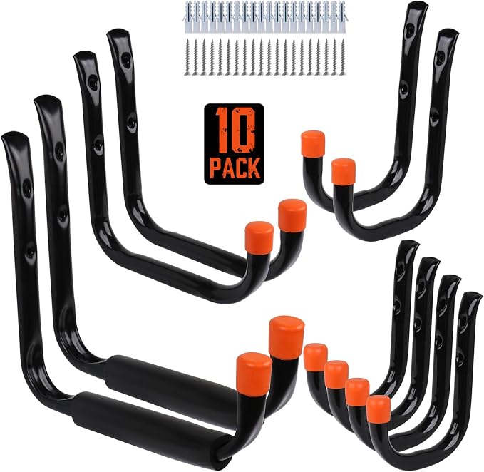 HORUSDY 10-Pack Heavy Duty Garage Storage Hooks Assorted Utility Hooks by HORUSDY