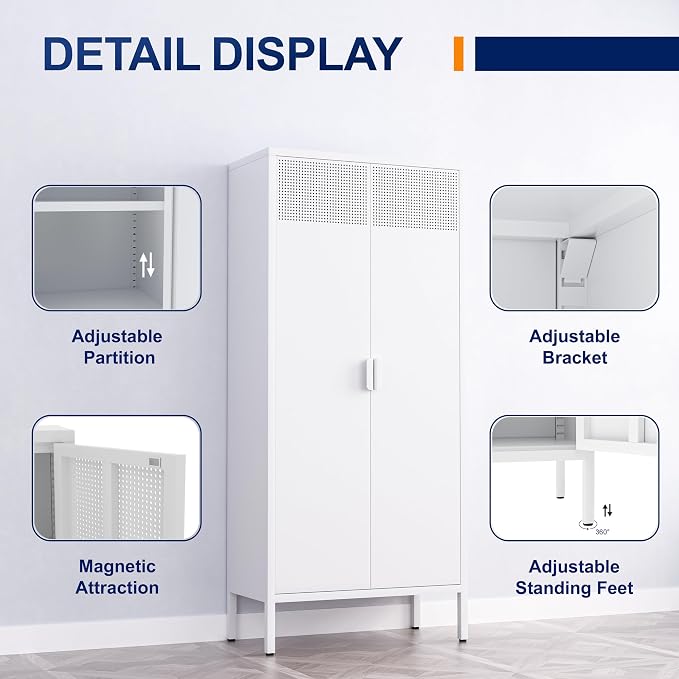 Metal Storage Cabinet with Adjustable Shelves, - Image 4