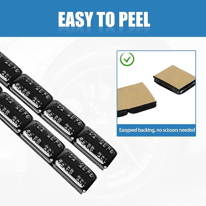 1oz Adhesive Wheel Weights, 1 oz Black Stick on Wheel Weights, A Box of 18 Strip - Image 5