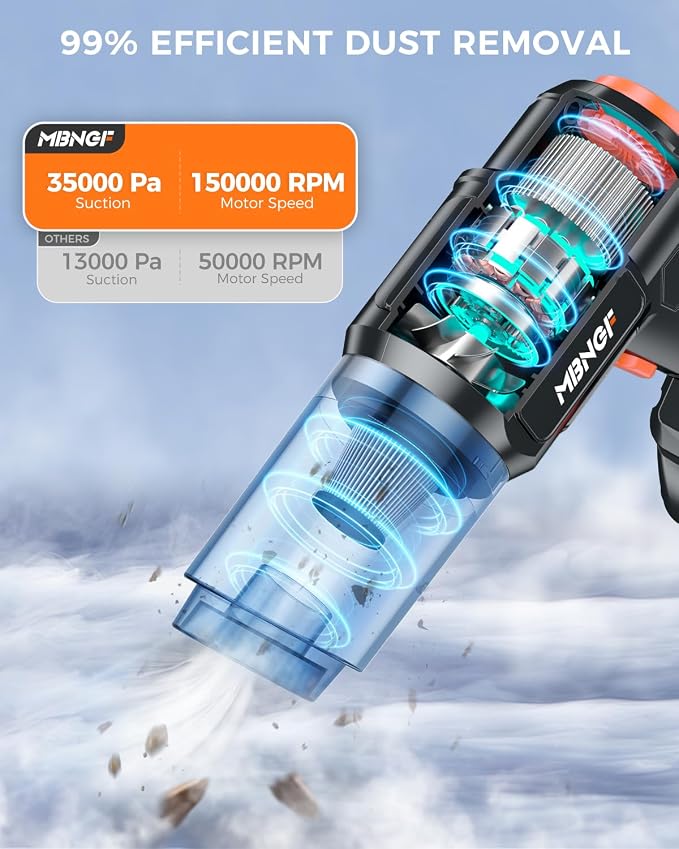 Car Vacuum Portable Cordless, 35000PA High Power Suction & Blower, Wireless - Image 5