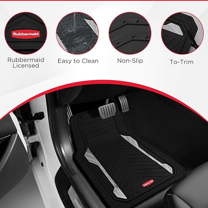 Rubbermaid Car Floor Mat, Heavy Duty All-Weather Car Mats Full Set - Image 6