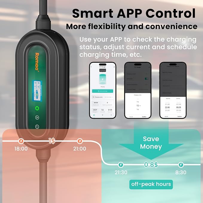 Level 2 EV Charger w/App Control: 32A 240V 7.68kW Fast Charging, NEMA 14-50 - Image 4