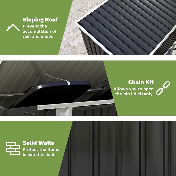 Patiowell 6 x 3 FT Horizontal Metal Shed, Outdoor Storage Shed - Image 5